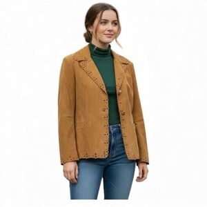 Newport News Suede Eyelet Jacket Boho‎ Sz8 VTG western 90s boho cottagecore